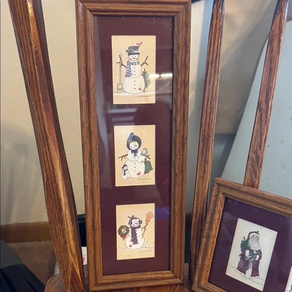 Home Interiors Snowman Picture Frame Set - Brown and White